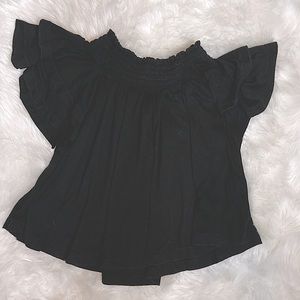 Black Off the shoulder top with ruffle sleeve detail